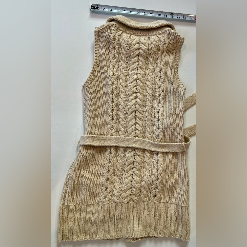 Ann Taylor LOFT Petite (medium) XXSP Cable Knit Mid Length Vest Cotton Wool - Picture 10 of 12
